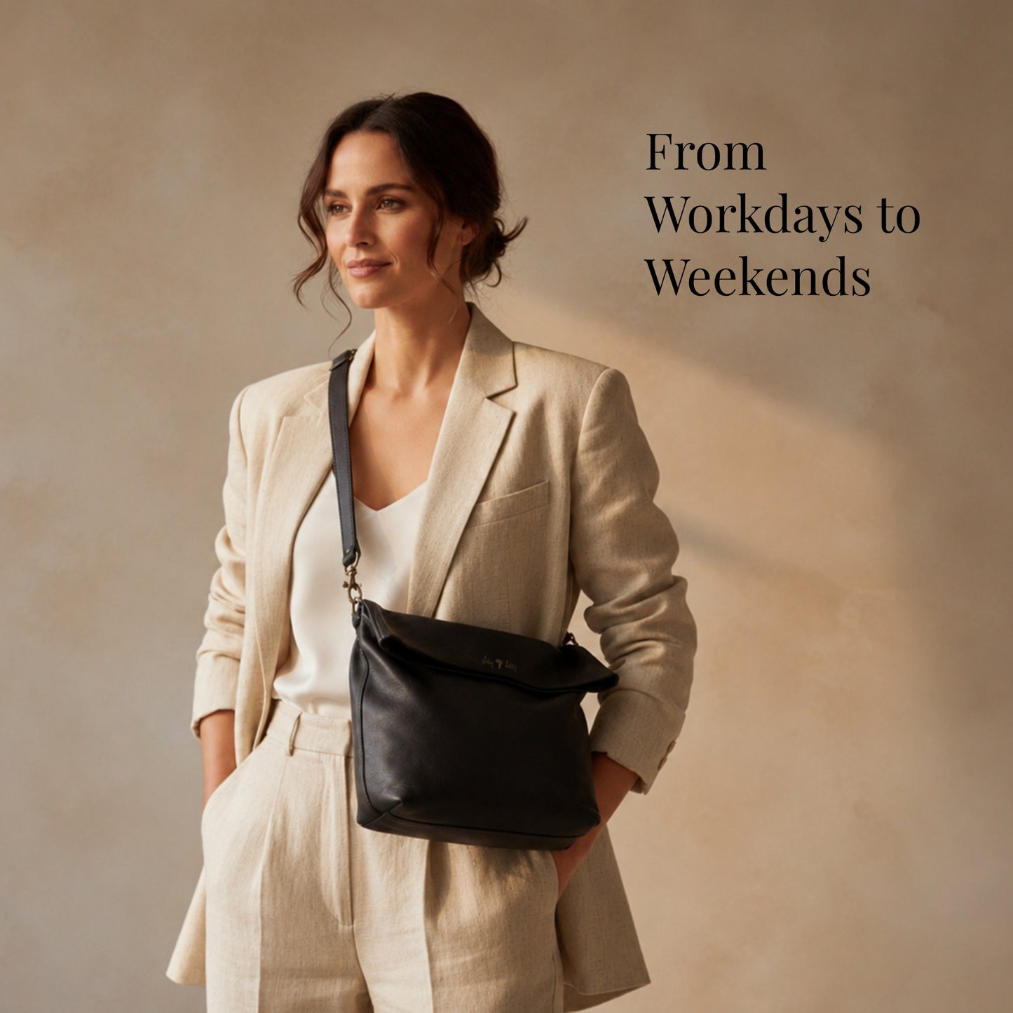 Soft Fold-over Tote Leather Handbag