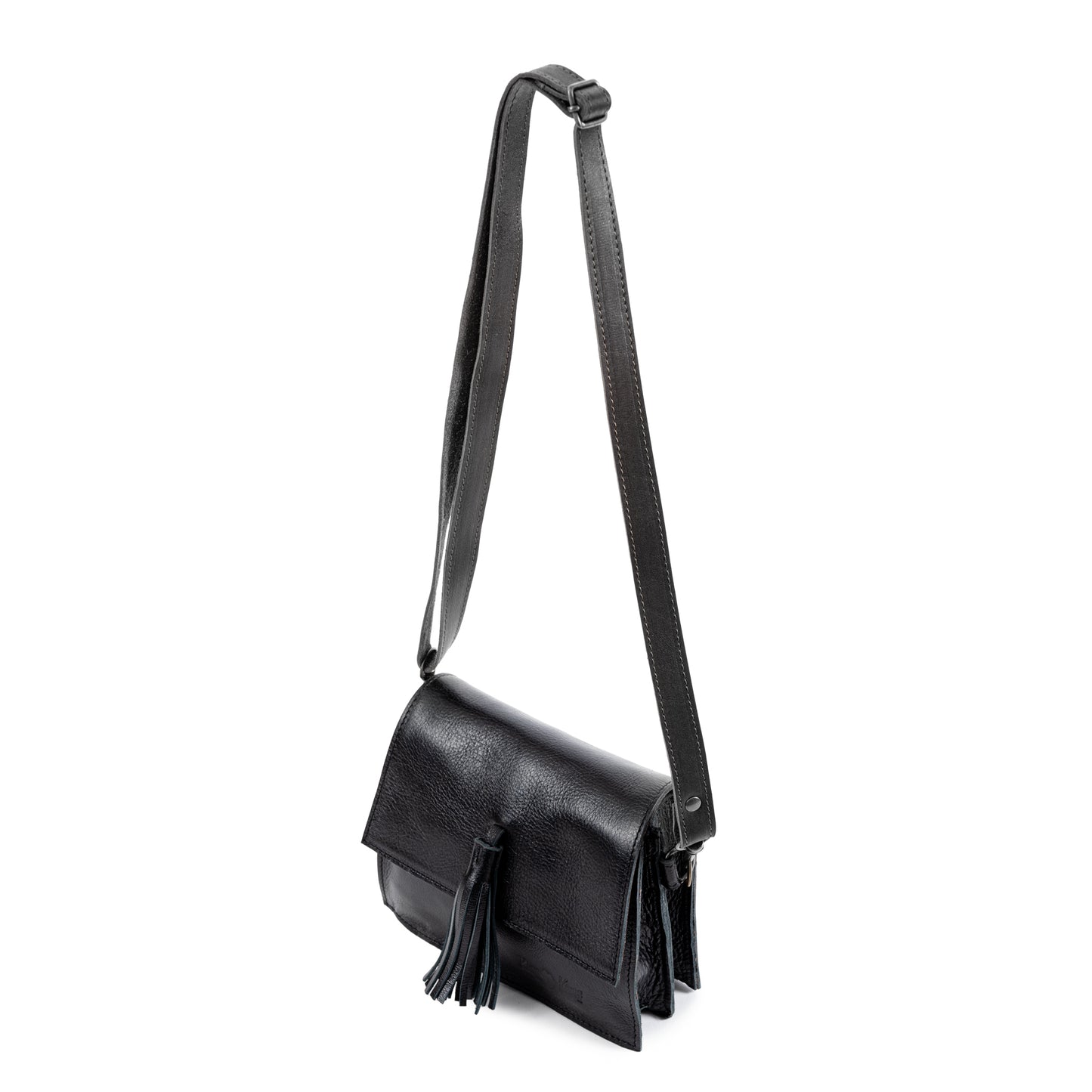 Small Tassle Buffalo Leather Sling Bag