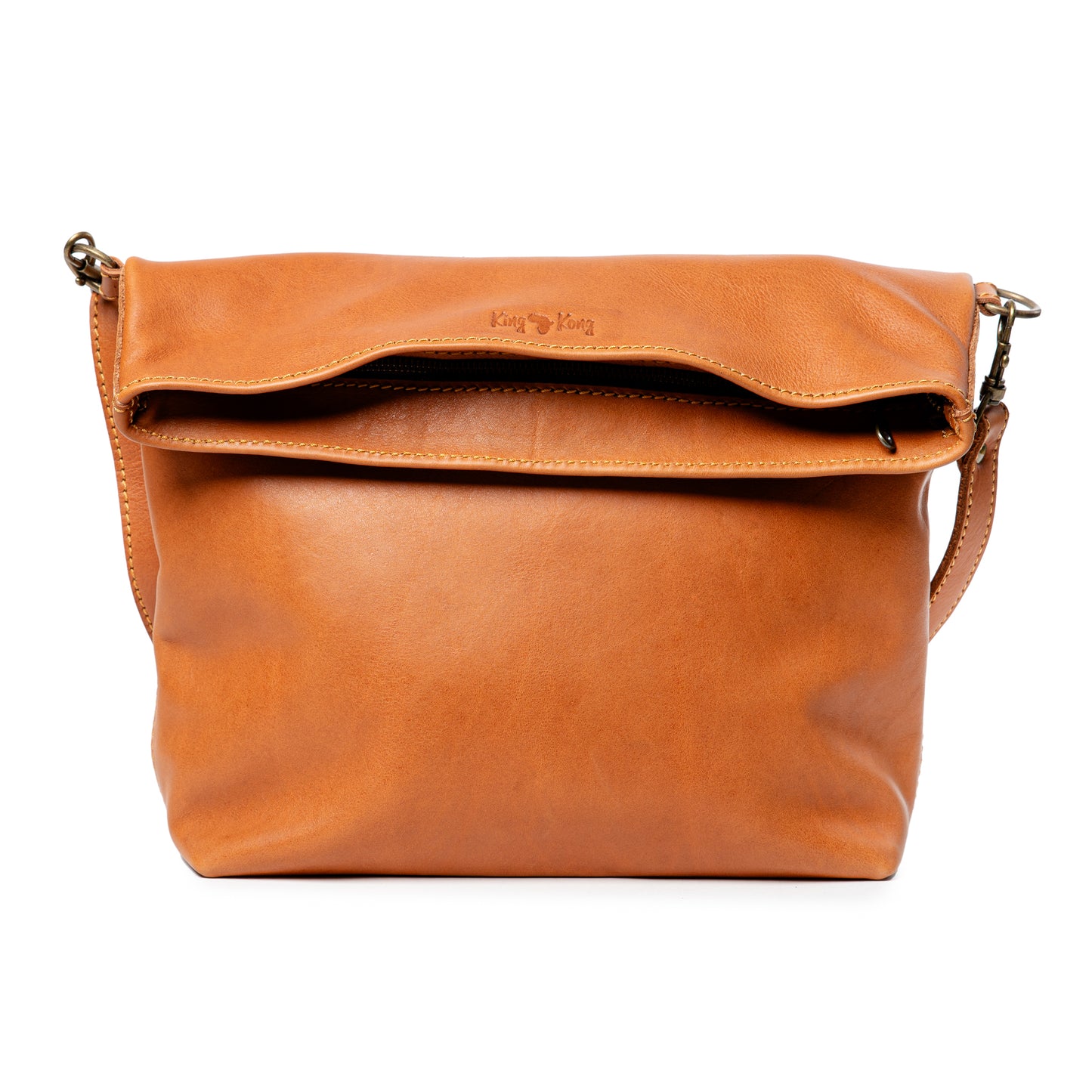 King Kong Leather Fold-over Buffalo Tote Leather Handbag