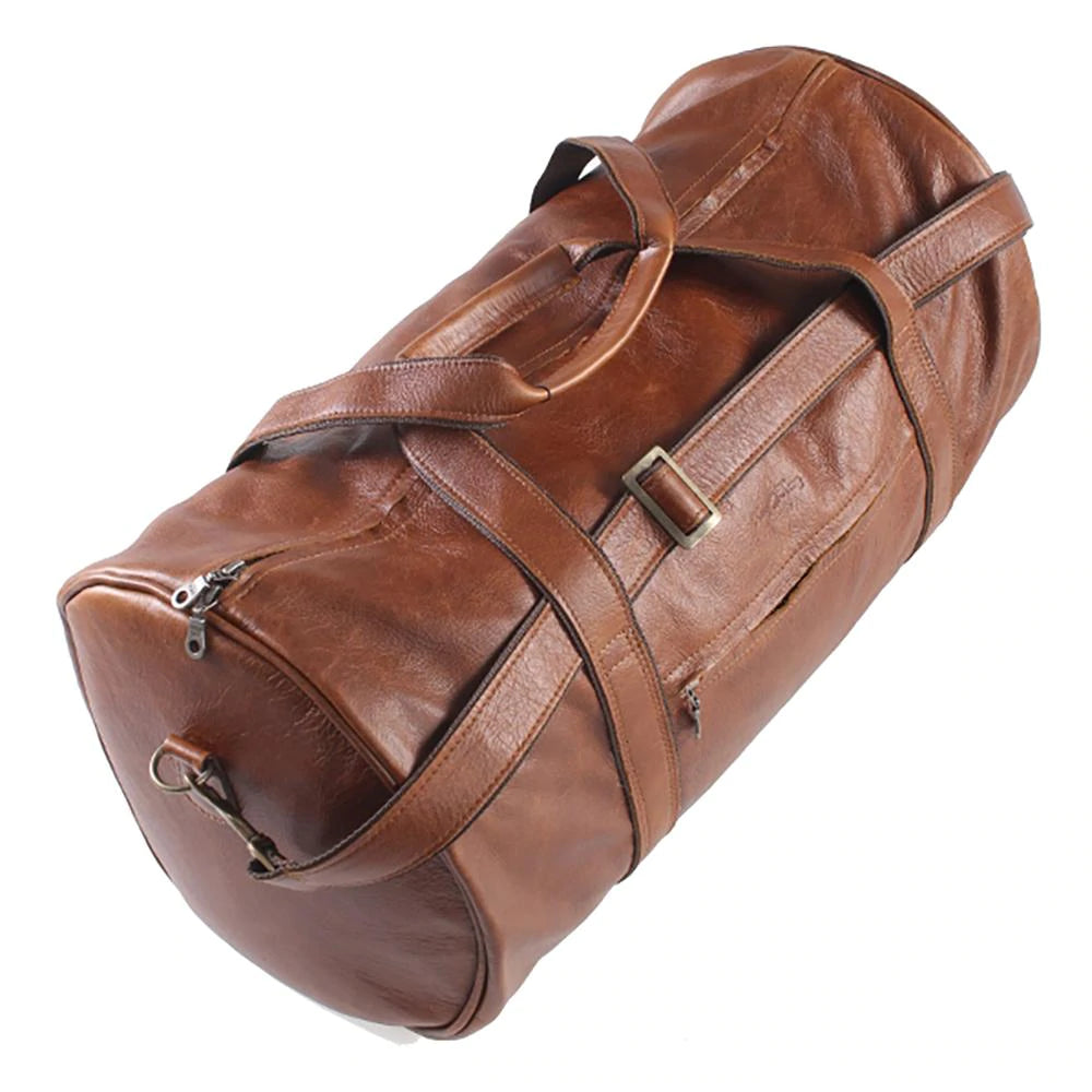 Leather Round Polo Travel Duffel