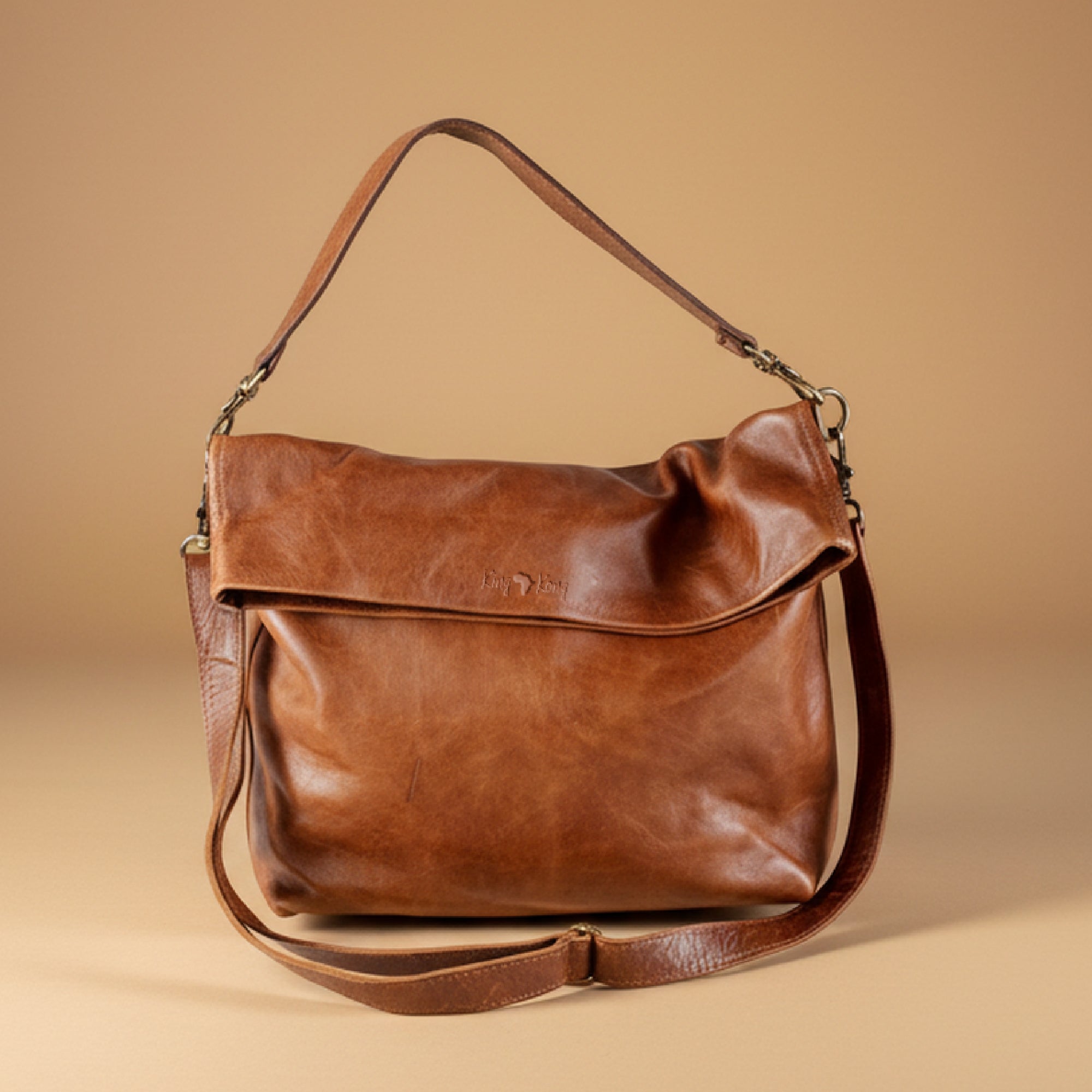 Soft Fold-over Tote Leather Handbag