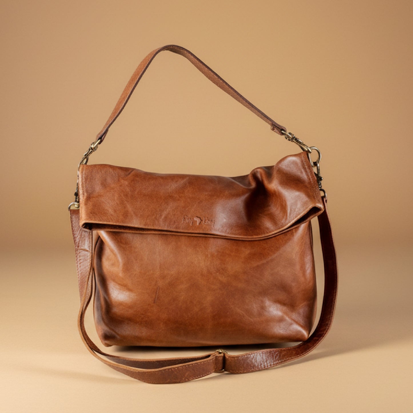 Soft Fold-over Tote Leather Handbag