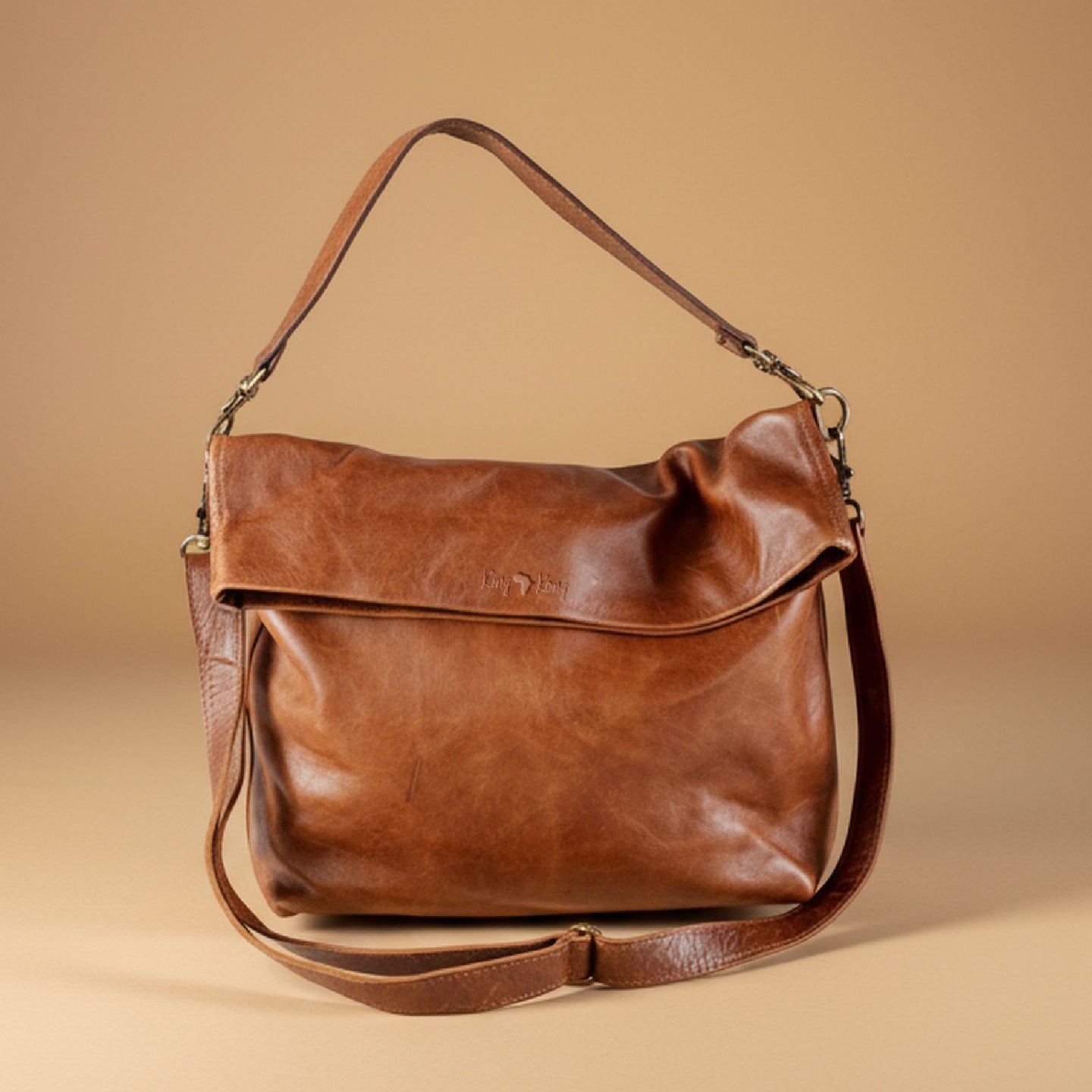 Soft Fold-over Tote Leather Handbag