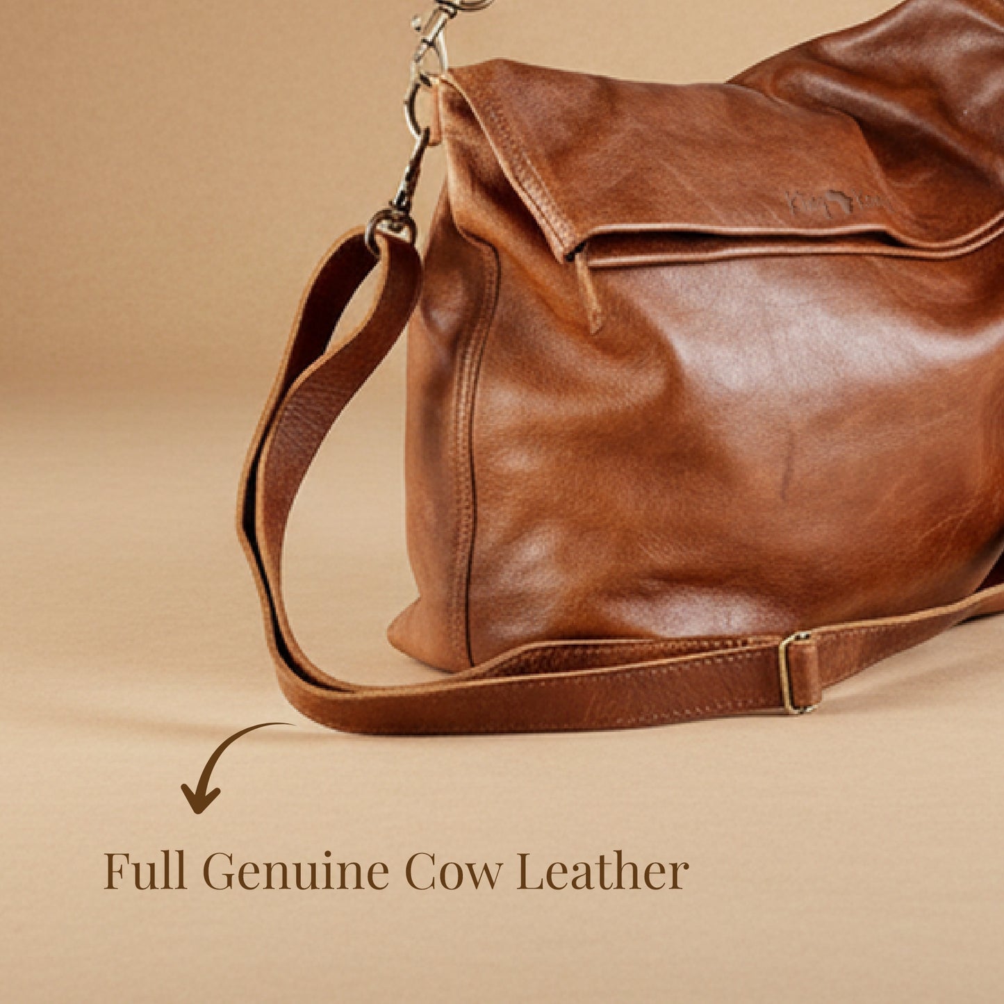 Soft Fold-over Tote Leather Handbag