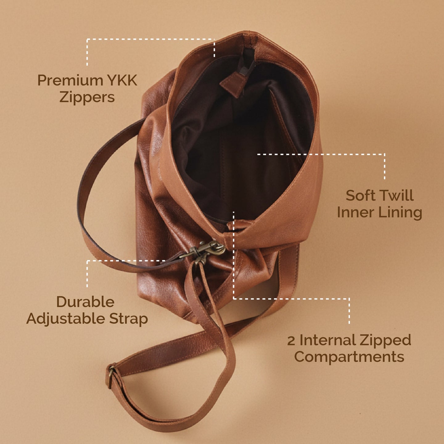 Soft Fold-over Tote Leather Handbag