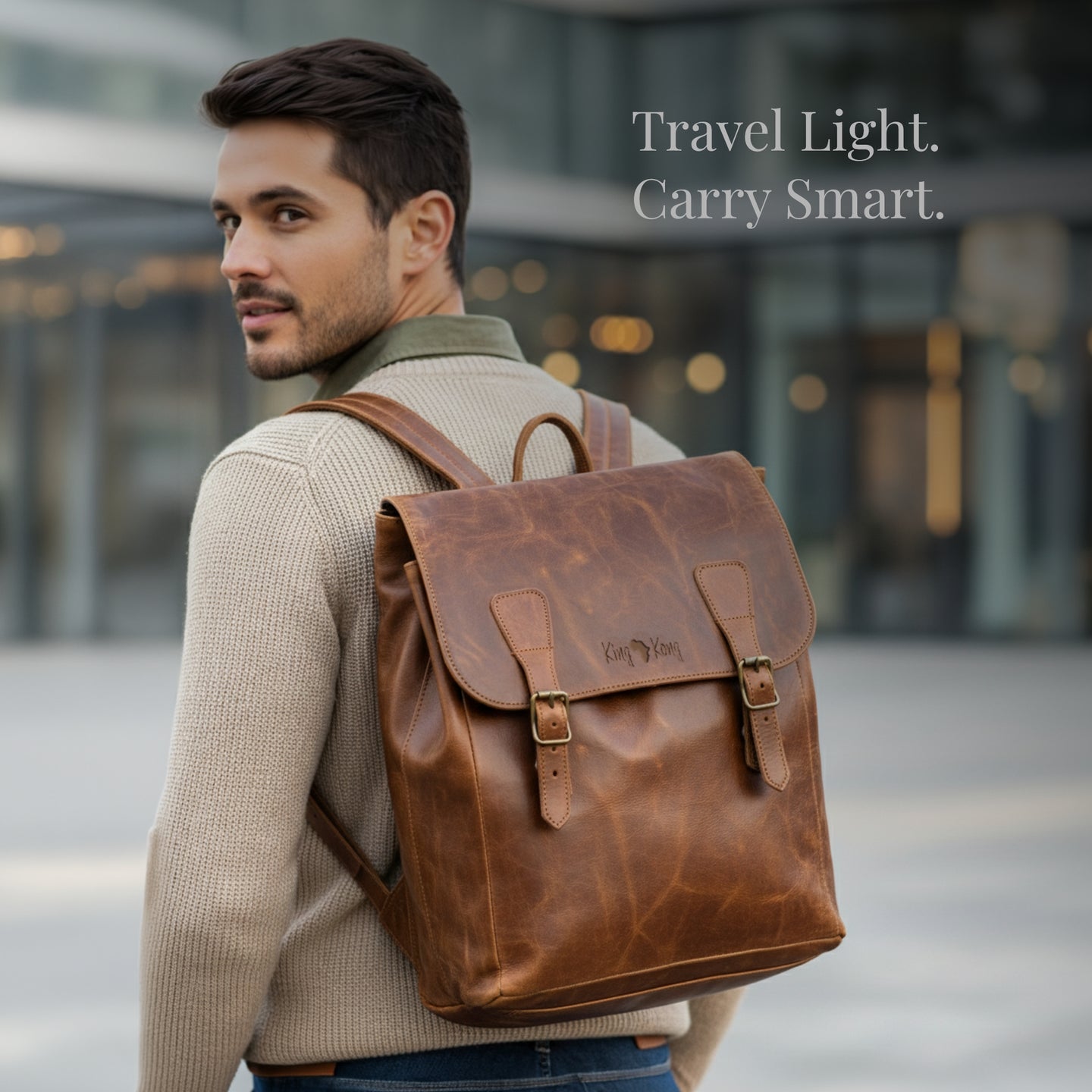 Leather 15.6 inch laptop backpack