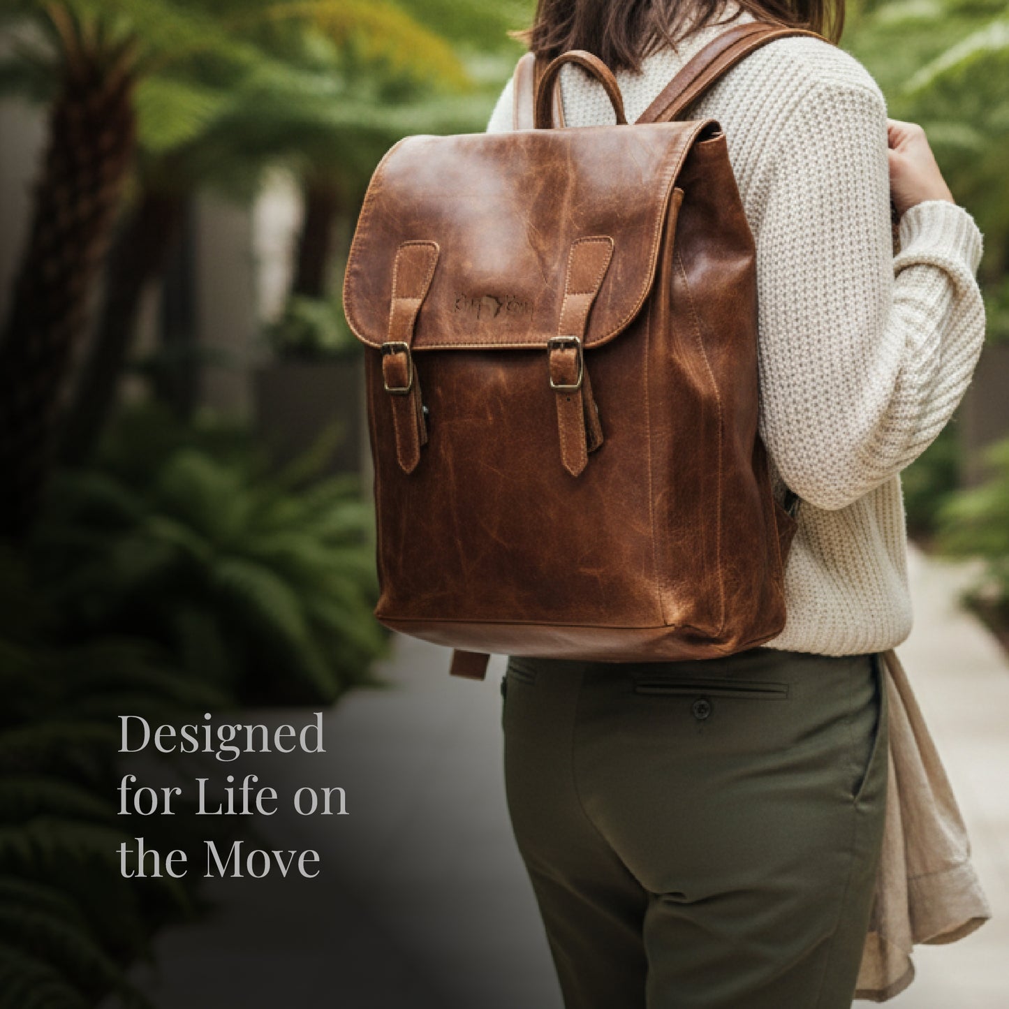 Leather 15.6 inch laptop backpack