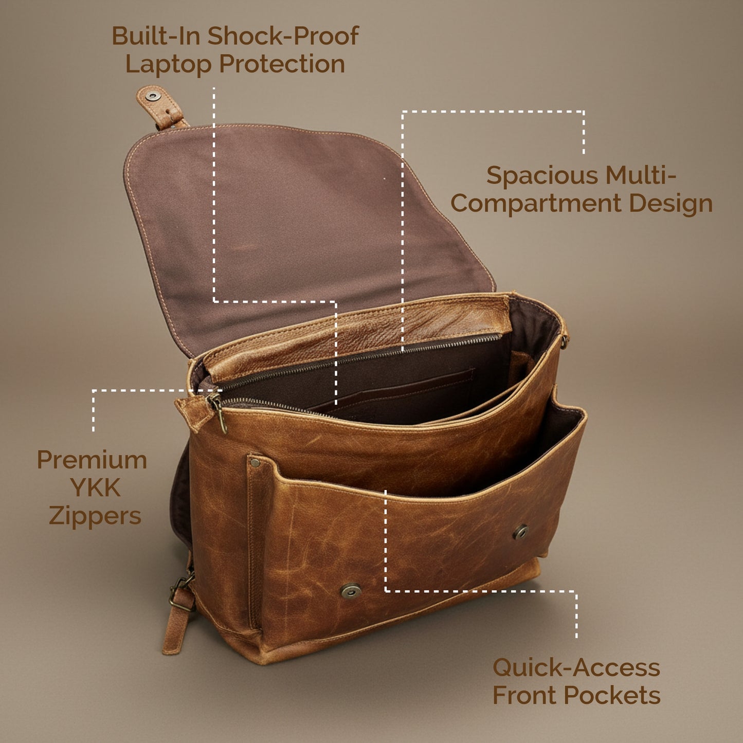 Leather 15.6 inch laptop backpack