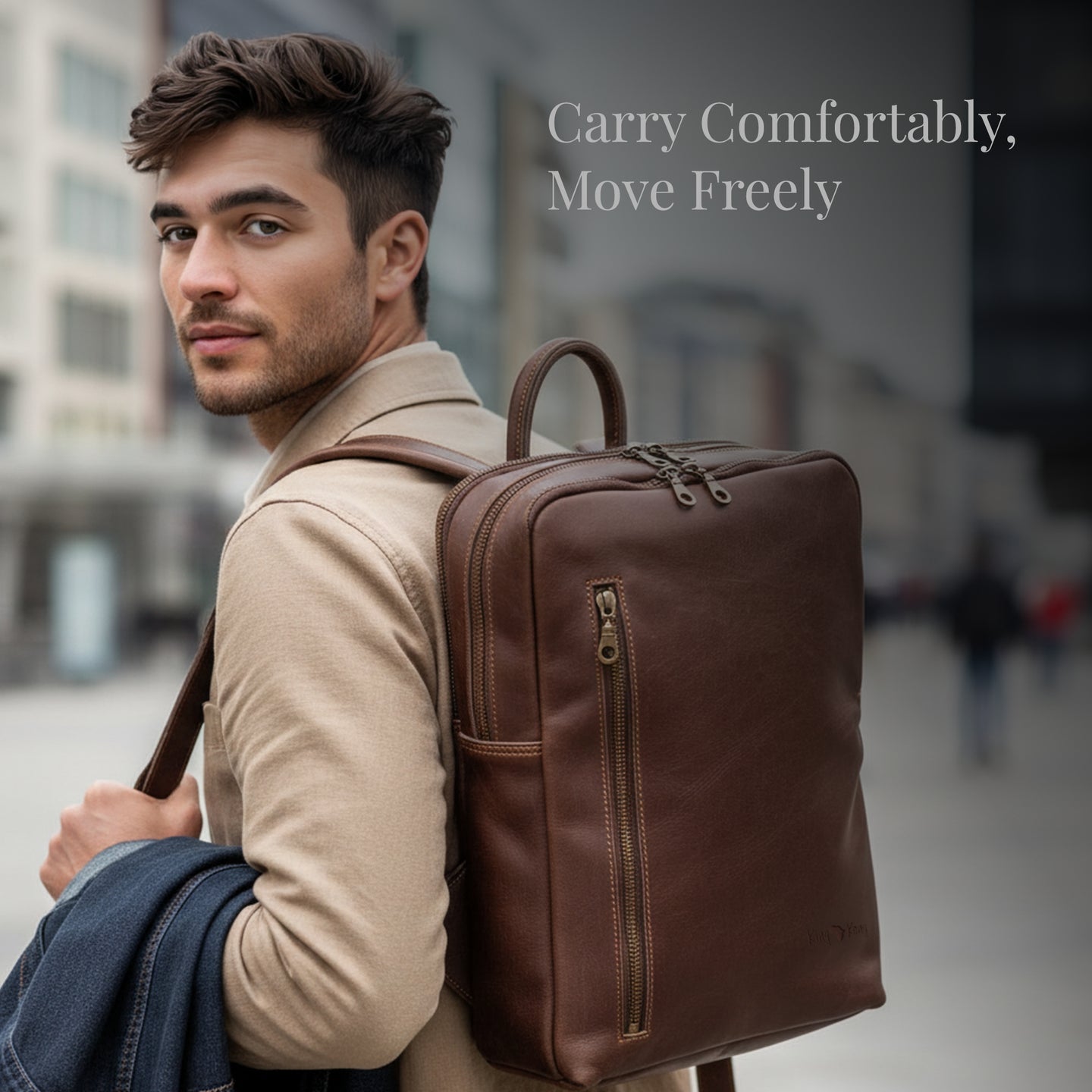 Laptop Backpack - Genuine Leather - Buffalo Leather