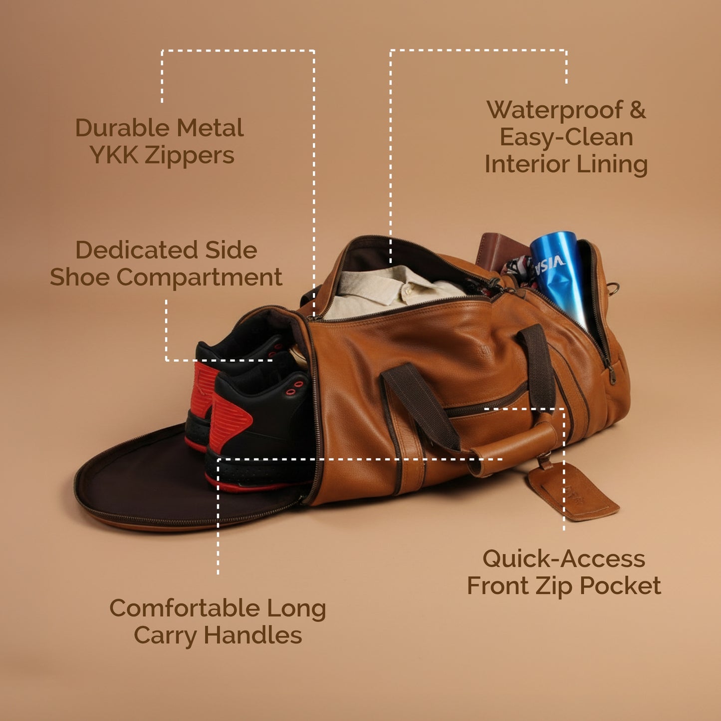 Weekender Duffel Bag - Gym Travel Bag - Waterproof Lining