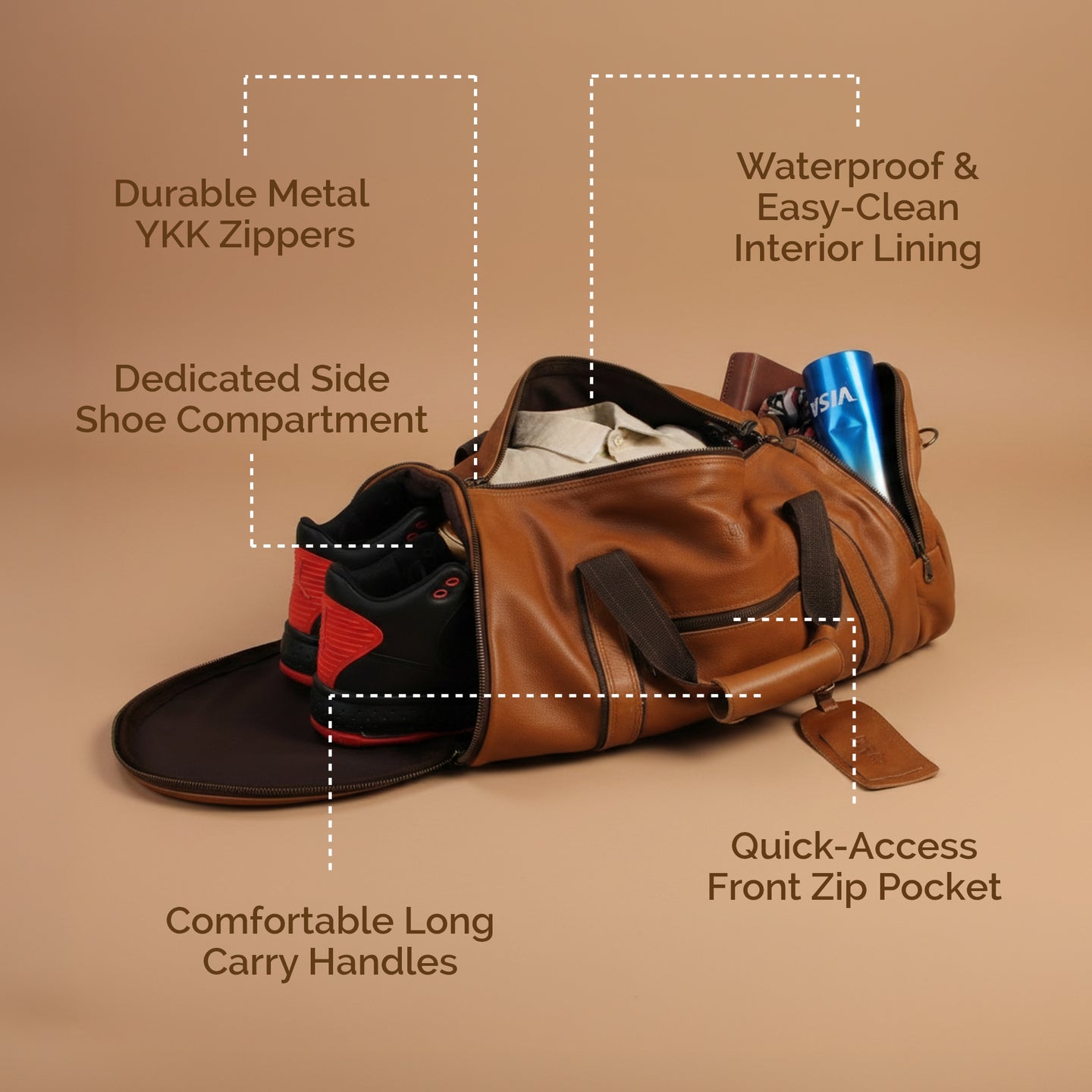 Weekender Duffel Bag - Gym Travel Bag - Waterproof Lining