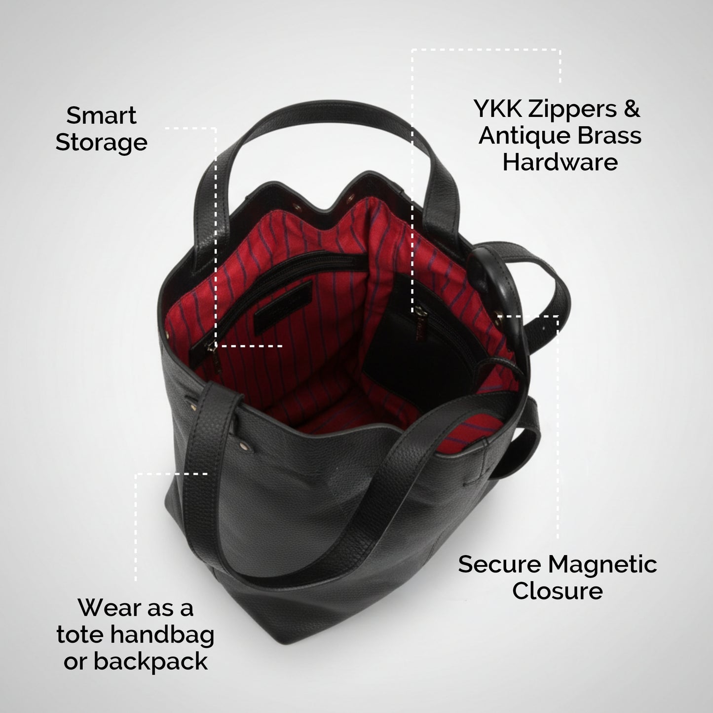 Leather 2 In 1 tote hand backpack