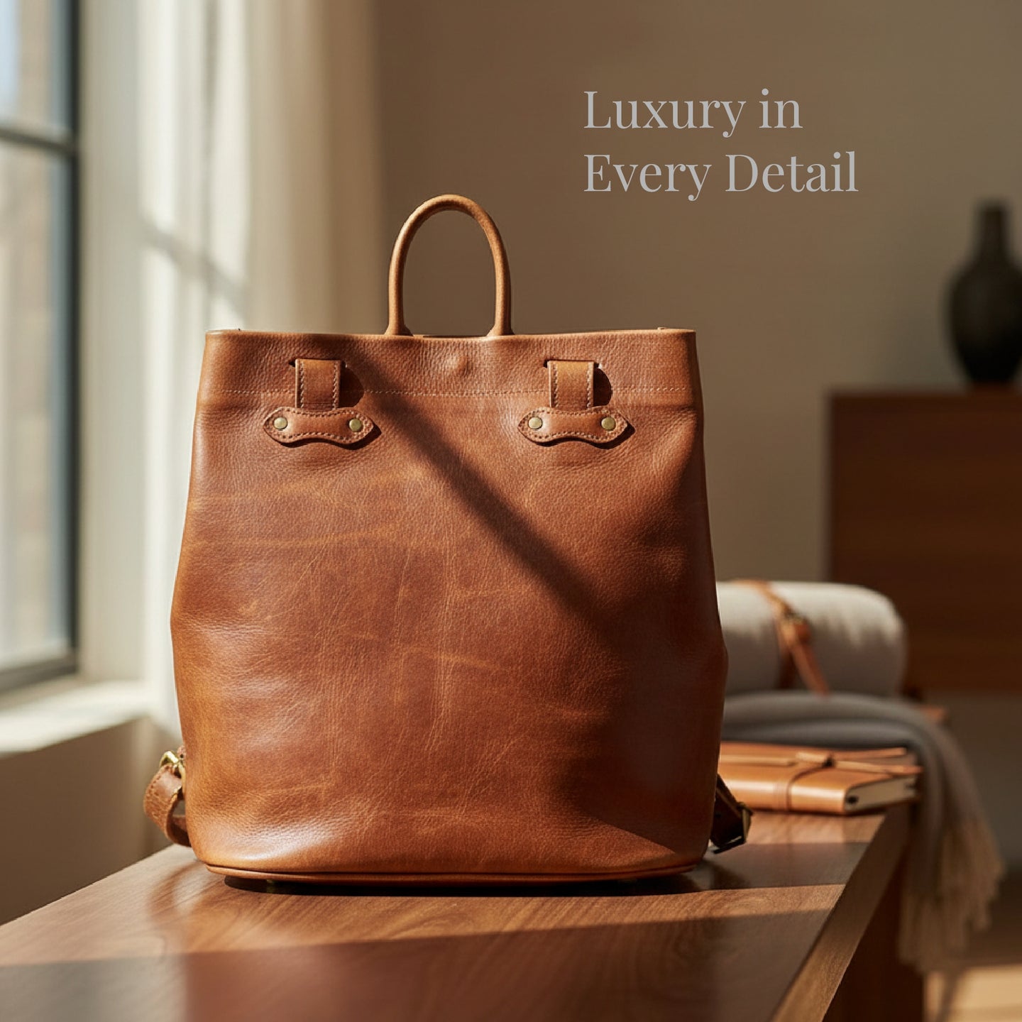 Leather 2 In 1 tote hand backpack