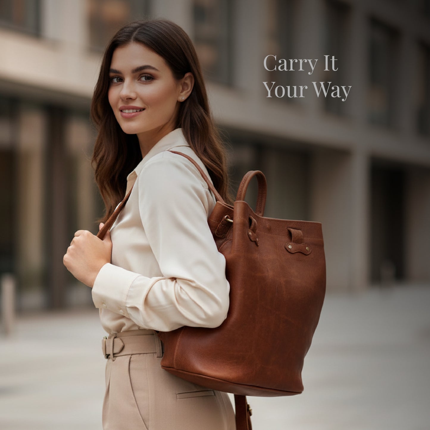 Leather 2 In 1 tote hand backpack