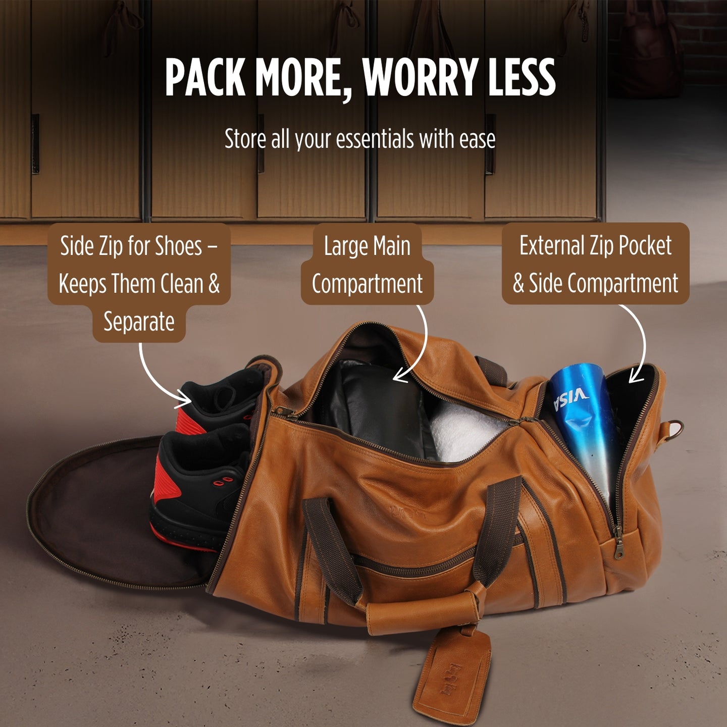 Stockman Weekender Sport Gym Duffel Bag with Waterproof Lining
