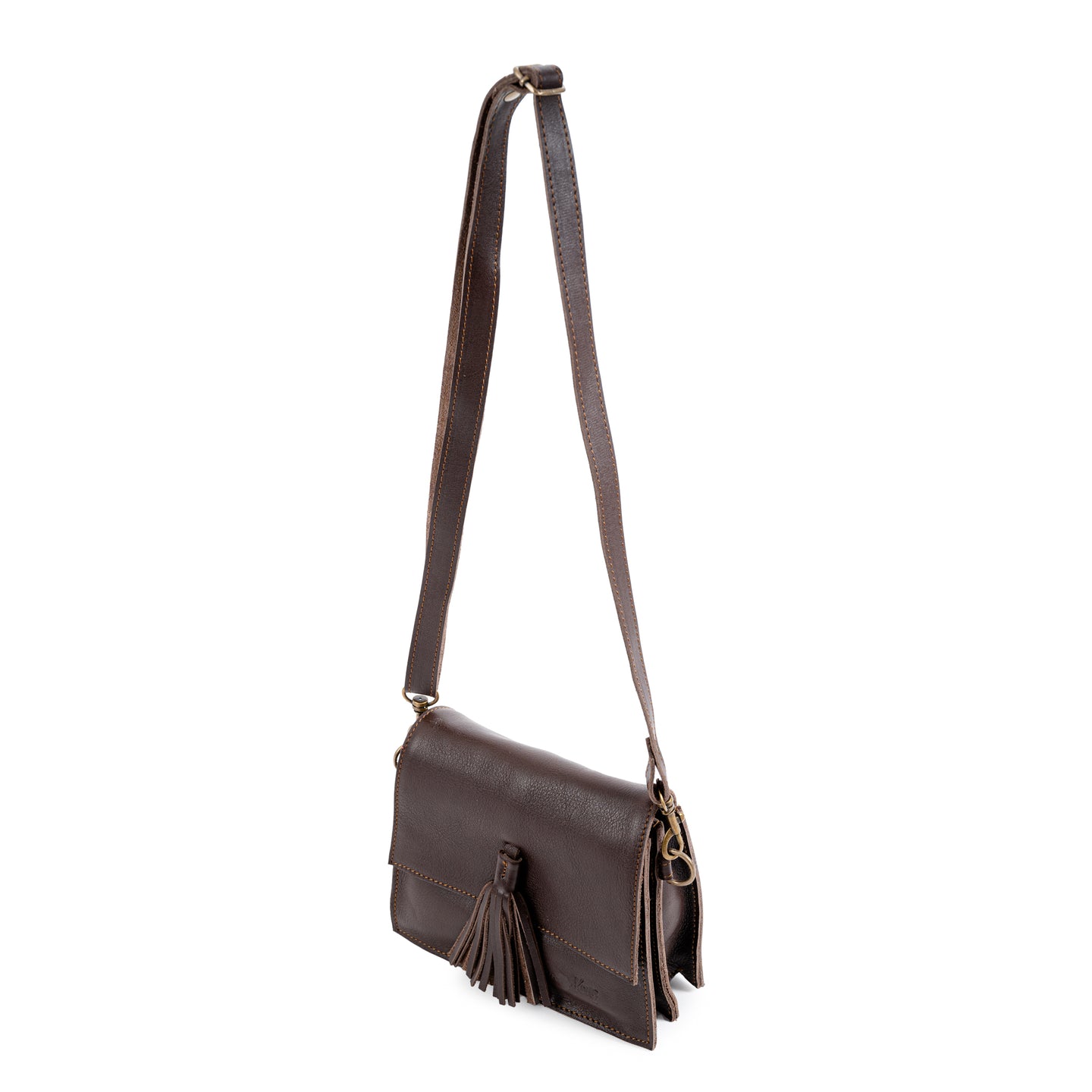 Small Tassle Buffalo Leather Sling Bag
