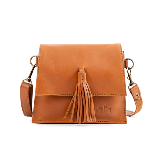 Small Tassle Buffalo Leather Sling Bag