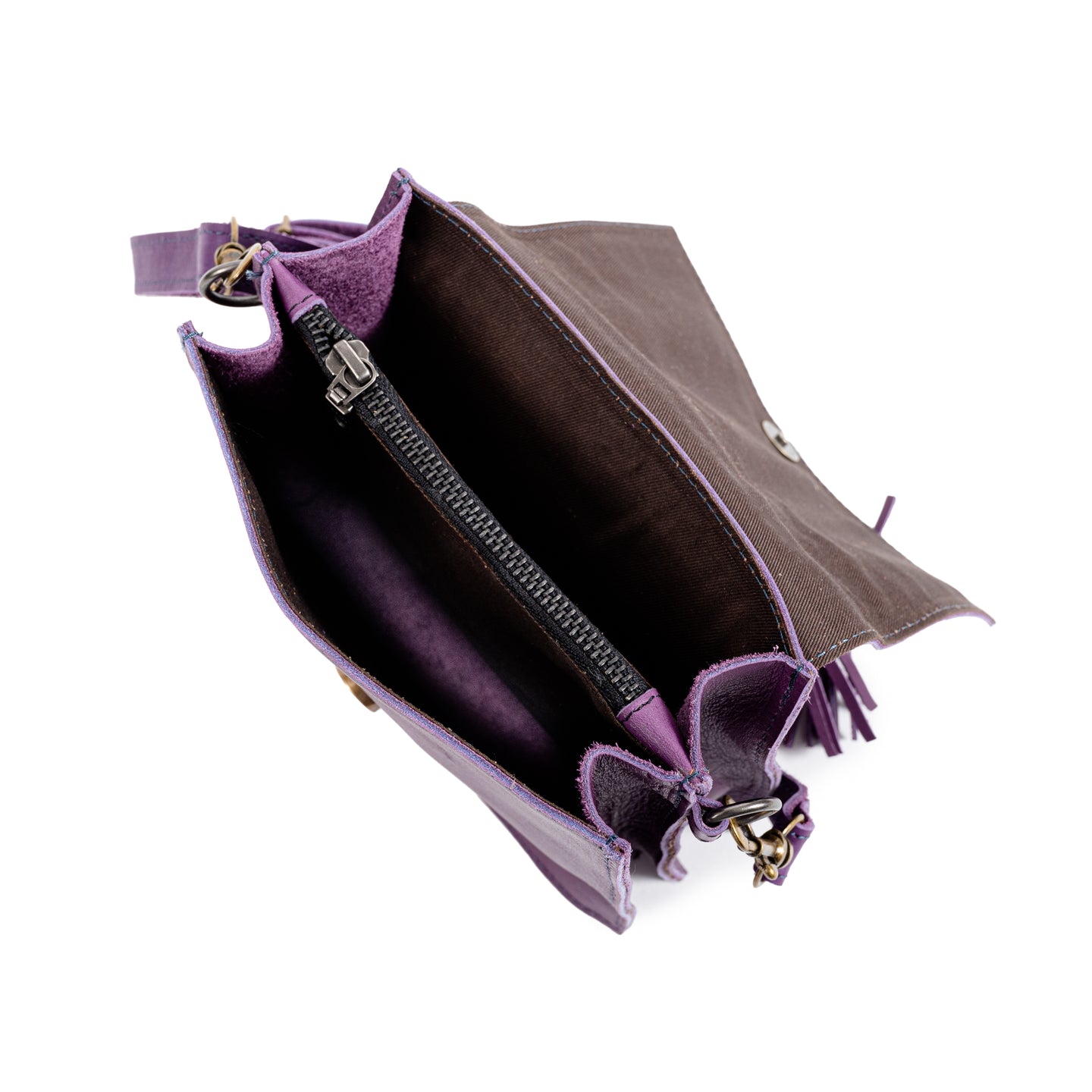 Small Tassle Buffalo Leather Sling Bag