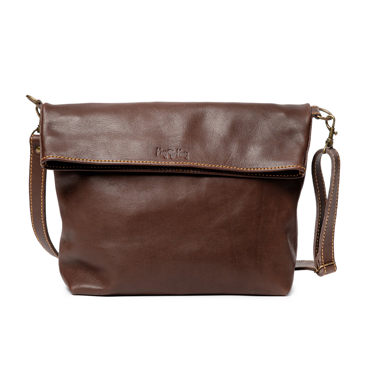 King Kong Leather Fold-over Buffalo Tote Leather Handbag