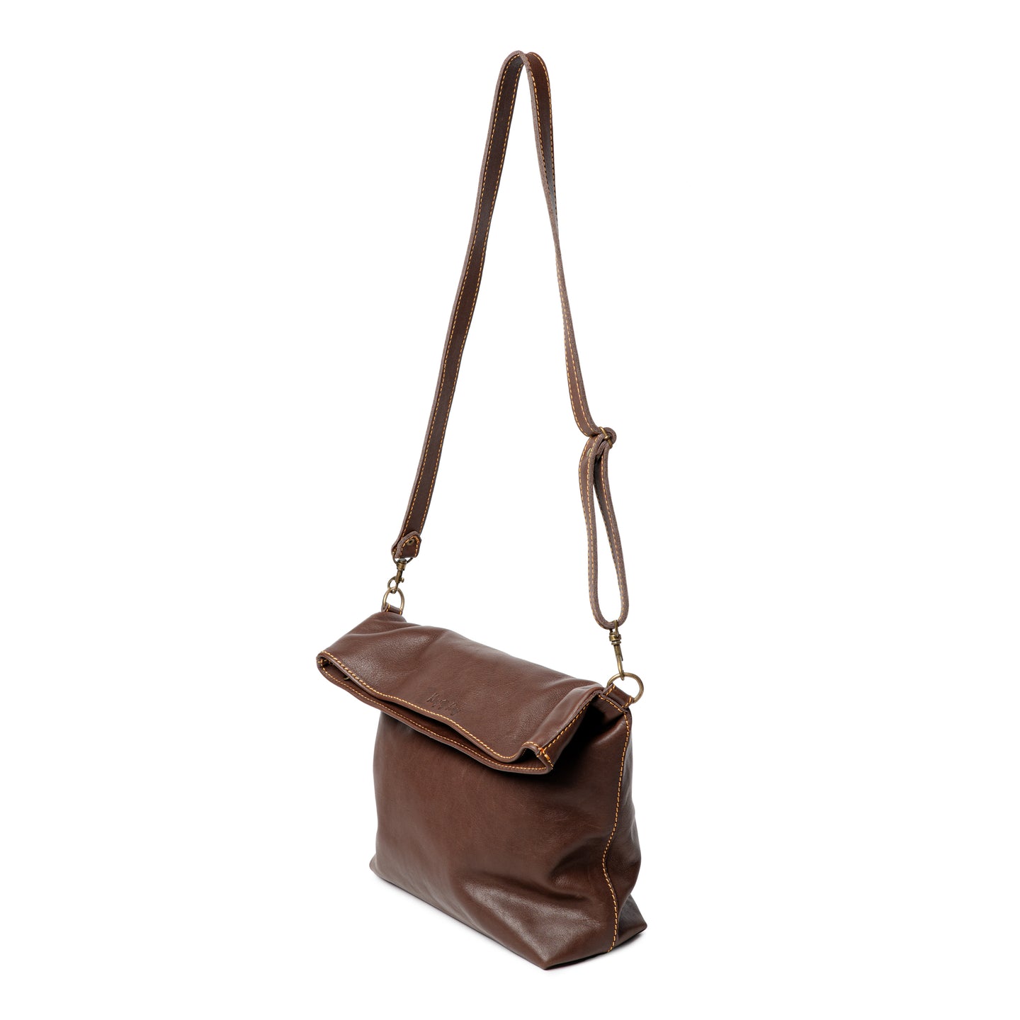 King Kong Leather Fold-over Buffalo Tote Leather Handbag
