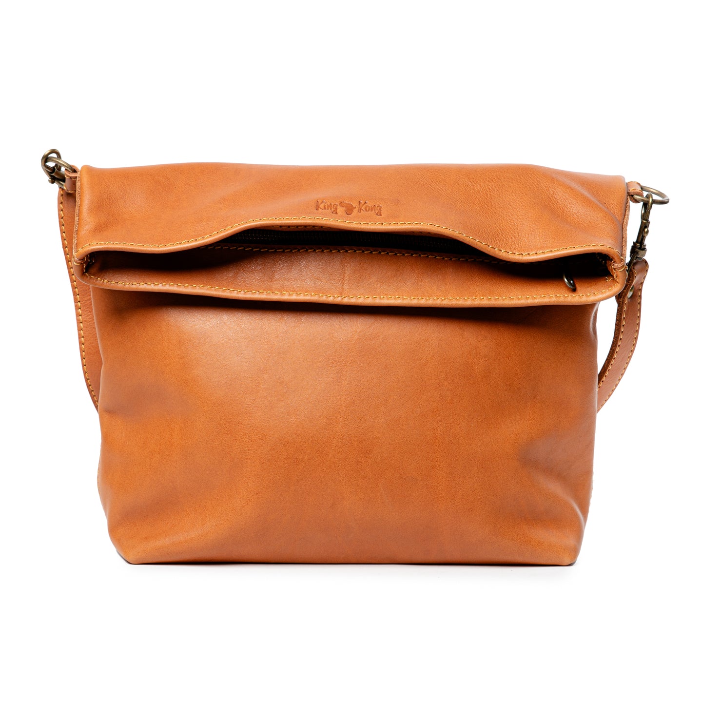 King Kong Leather Fold-over Buffalo Tote Leather Handbag