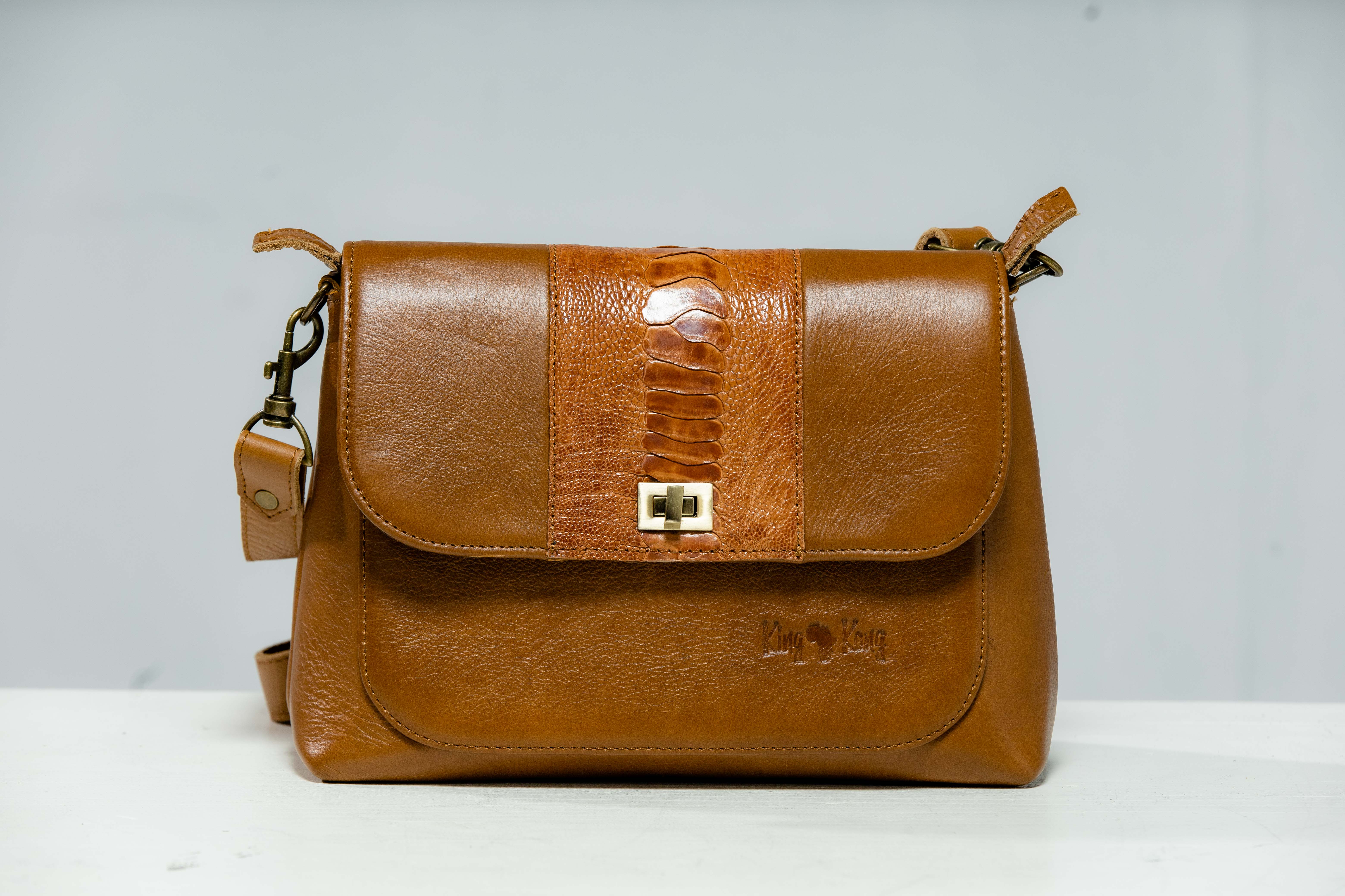Nandipa Travel Ostrich & Cowhide Leather Bag