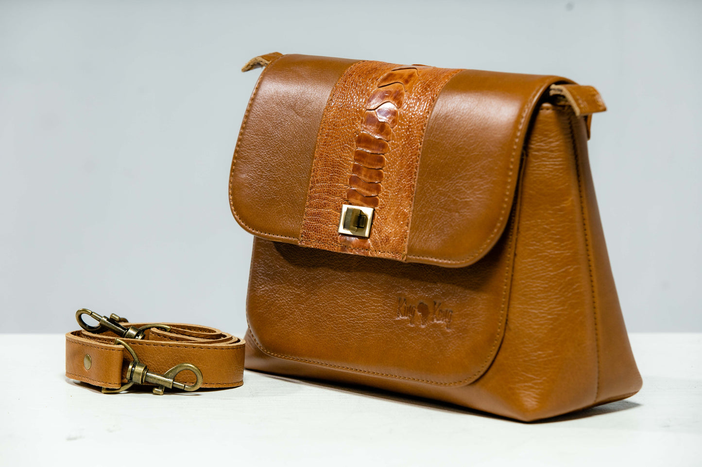 Nandipa Travel Ostrich & Cowhide Leather Bag