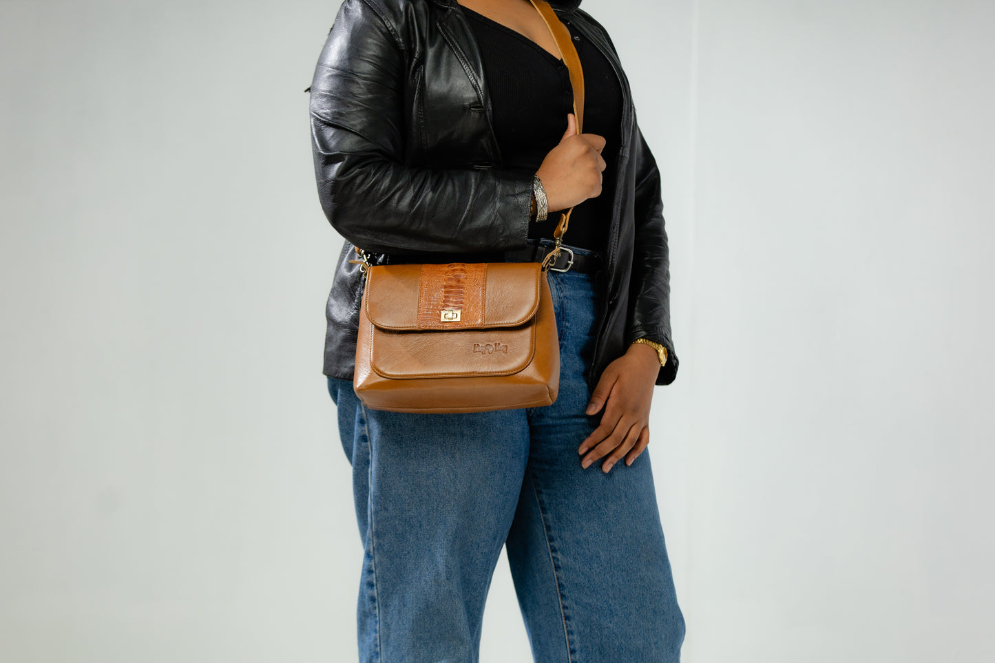 Nandipa Travel Ostrich & Cowhide Leather Bag
