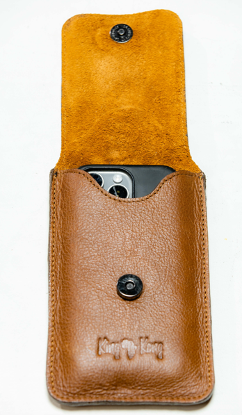 Ostrich & Cowhide Unisex Cellphone Travel Sling
