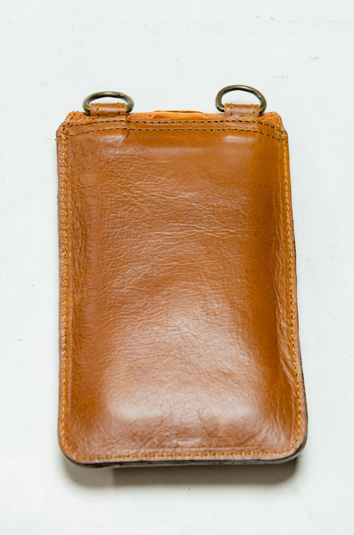 Ostrich & Cowhide Unisex Cellphone Travel Sling