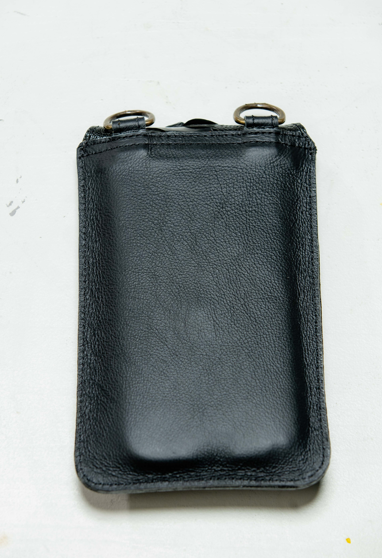 Ostrich & Cowhide Unisex Cellphone Travel Sling