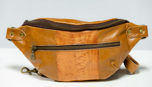 Omega Ostrich & hide Leather Waist & Chest Bag