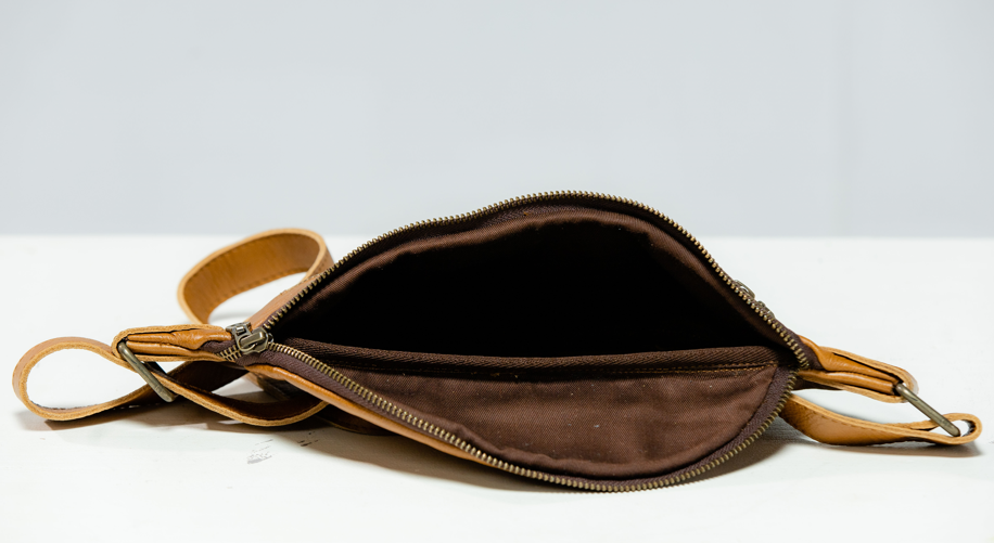 Omega Ostrich & hide Leather Waist & Chest Bag