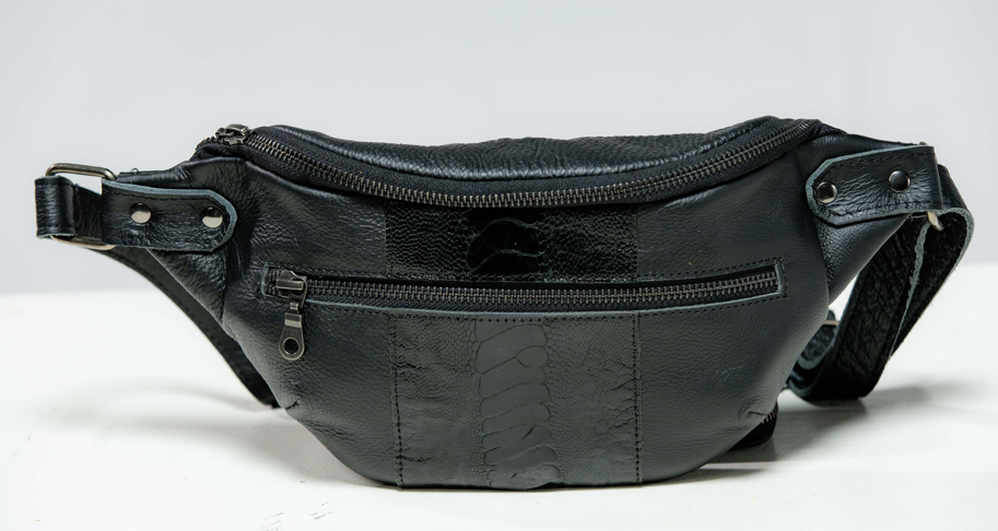 Omega Ostrich & hide Leather Waist & Chest Bag