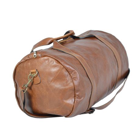 Round Sports Duffel Leather Bag
