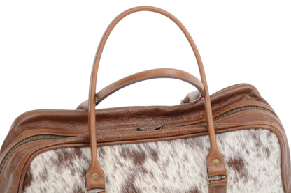 Nguni leather overnight bag