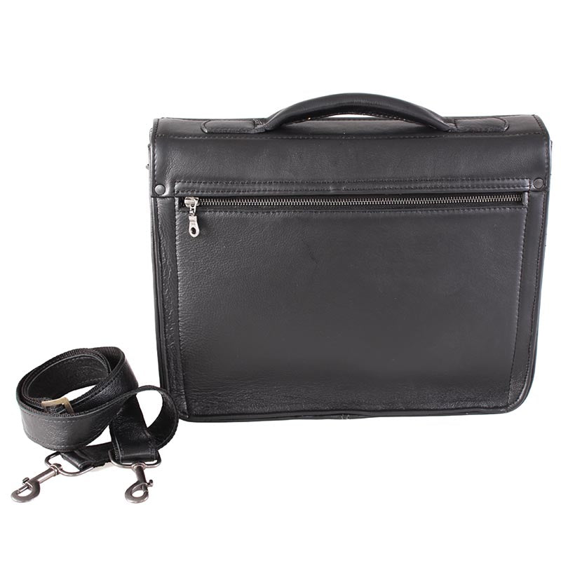 Classic 13-inch single front satchel pocket notebook bag - kingkong-leather