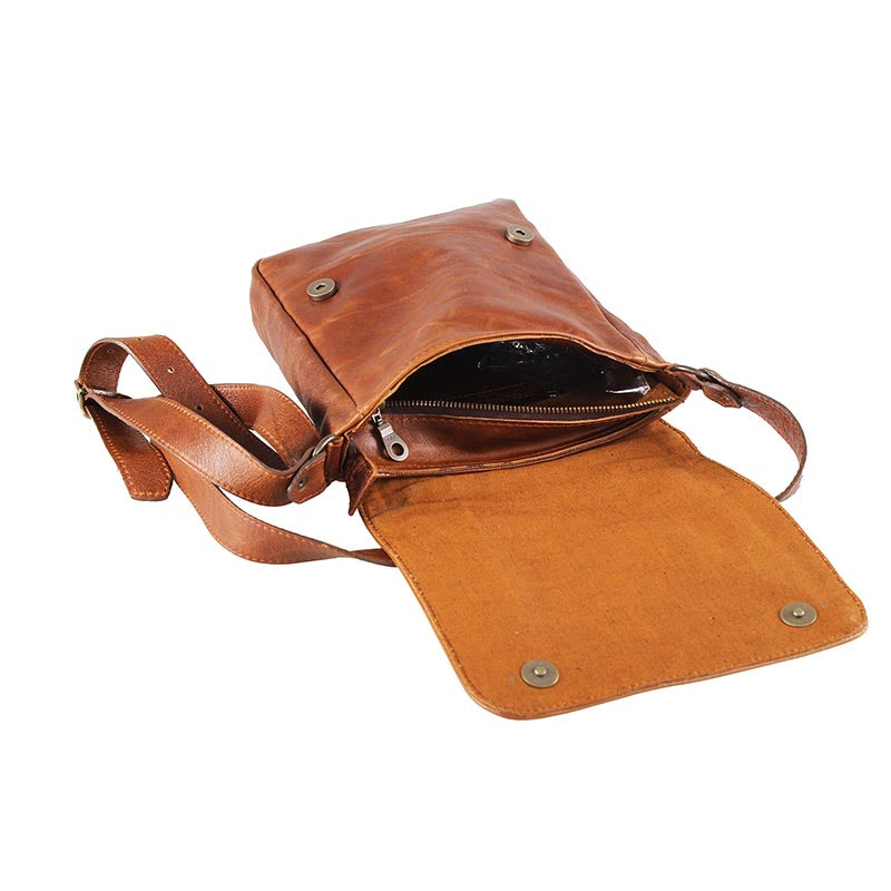 8-inch messenger sling leather bag - kingkong-leather