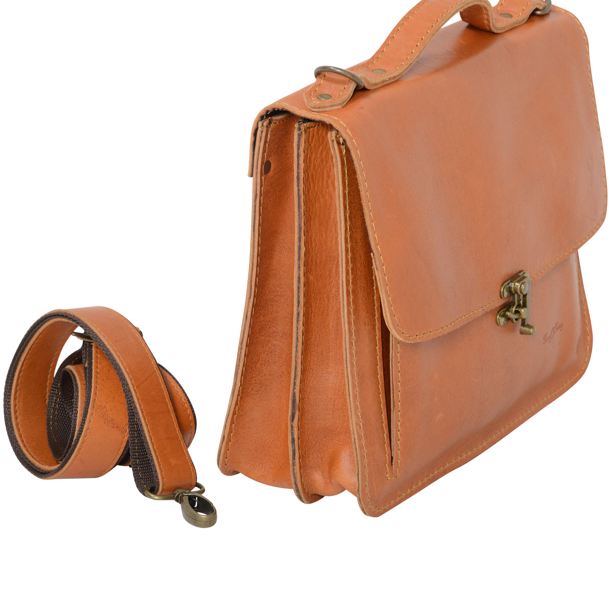 Leather 13 inch Clasp Briefcase